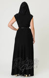 Unique Vintage Hooded Maxi Dress in Black  back