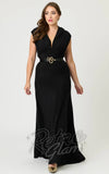 Unique Vintage Hooded Maxi Dress in Black snake belt