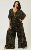 Unique Vintage Black & Gold Sequin Caftan Jumpsuit