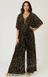 Unique Vintage Black & Gold Sequin Caftan Jumpsuit 70s