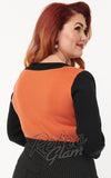 Unique Vintage Minou Orange Black Cat Sleeve Sweater back