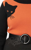 Black cat sweater orange and black