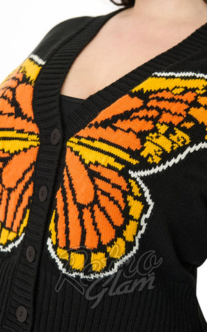 Smak Parlour Butterfly Cardigan in Black plus size bodice