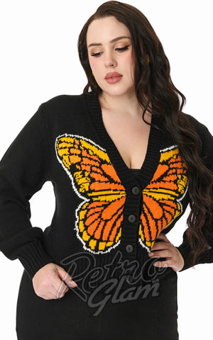 Smak Parlour Butterfly Cardigan in Black plus size
