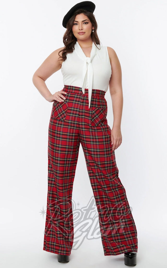 Smak Parlour Trousers in Red Plaid