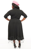 Unique Vintage 1950s Black Turtleneck Midi Dress curvy back