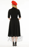 Unique Vintage 1950s Black Turtleneck Midi Dress back