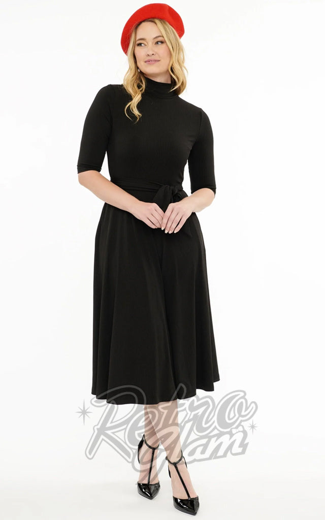 Unique Vintage 1950s Black Turtleneck Midi Dress - Pre-Order