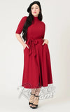 Unique Vintage 1950s Burgundy Turtleneck Midi Dress 60s