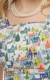 Magnolia Place Anna Dress in Winter House Print fabric