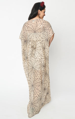 Unique Vintage Burton Sheer Sequined Spiderweb Caftan Dress back