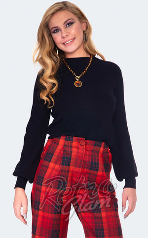 Voodoo Vixen Balloon Sleeve Sweater in Black