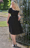 Voodoo Vixen B & W Polka Dot & Floral Sweetheart Dress