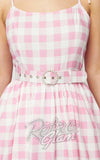 Unique Vintage Pink & White Gingham Bobbie Swing Dress detail