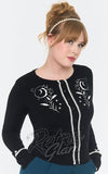 Voodoo Vixen Flower Moon Cardigan in Black