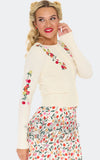 Voodoo Vixen Colourful Cherries Ivory Cardigan pinup