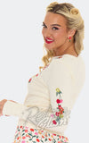 Voodoo Vixen Colourful Cherries Ivory Cardigan sleeve