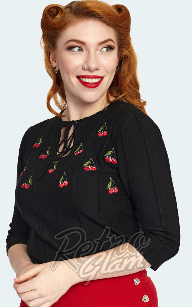 Voodoo Vixen Embroidered Cherry Sweater - M & XXL left only
