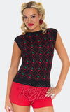 Voodoo Vixen Cherry Knitted Sweater in Black