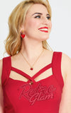 Voodoo Vixen Crossed Strap Swing Dress in Red detail