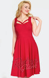 Voodoo Vixen Crossed Strap Swing Dress in Red pinup