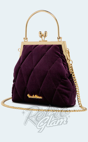 Voodoo Vixen Purple Velvet Quilted Handbag back