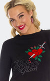 Voodoo Vixen Heart & Dagger Sweater detail