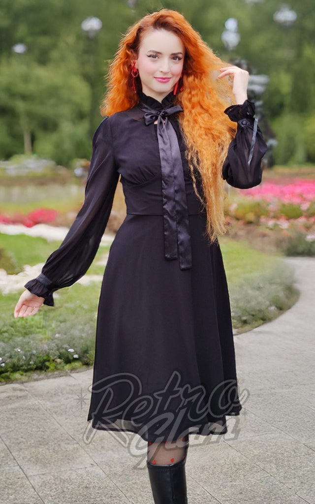 Voodoo Vixen High Neck Tie Dress in Black - XL & XXL left only