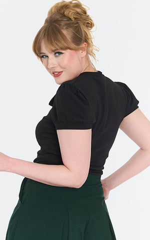 Voodoo Vixen Black Keyhole Neck Tie Top back