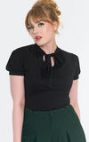 Voodoo Vixen Black Keyhole Neck Tie Top retro
