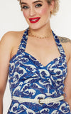Voodoo Vixen Kraken and Pirate Ship Halter Dress detail