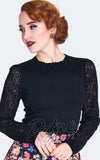 Voodoo Vixen Lace Sleeve Pullover in Black gothic