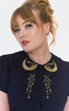 Voodoo Vixen Moons & Stars Dress in Navy detail