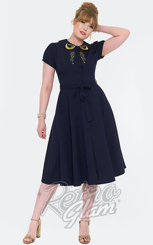 Voodoo Vixen Moons & Stars Dress in Navy