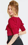 Voodoo Vixen Tie Front 3/4 Sleeve Top in Red back
