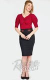 Voodoo Vixen Tie Front 3/4 Sleeve Top in Red pinup