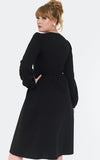 Voodoo Vixen Rose Embroidery Black Long Sleeve Dress back