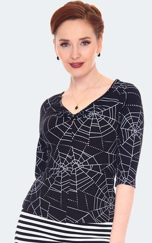Voodoo Vixen Spiderweb Stretch Jersey Top
