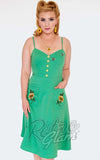 Voodoo Vixen Sunflower & Bees Dress in Green pinup