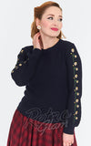 Voodoo Vixen Navy Floral Sleeve Sweater