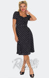 Voodoo Vixen B & W Polka Dot & Floral Sweetheart Dress