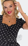 Voodoo Vixen B & W Polka Dot & Floral Sweetheart Dress detail