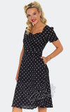 Voodoo Vixen B & W Polka Dot & Floral Sweetheart Dress pockets