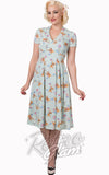 Banned Whimsical Dress in Mint and white polka dot with fawn print front