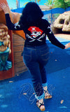 Astro Bettie Pirate And Skulls Sweater in Black back
