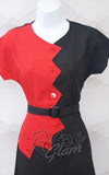 Astro Bettie 1940's Sawtooth Dress in Red & Black detail