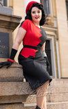 Astro Bettie 1940's Sawtooth Dress in Red & Black