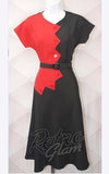 Astro Bettie 1940's Sawtooth Dress in Red & Black pinup