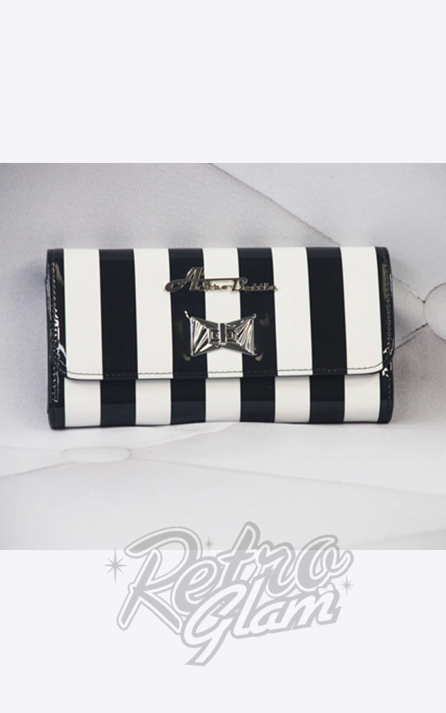 Astro Bettie Tri Fold Wallet in Black & White Stripe