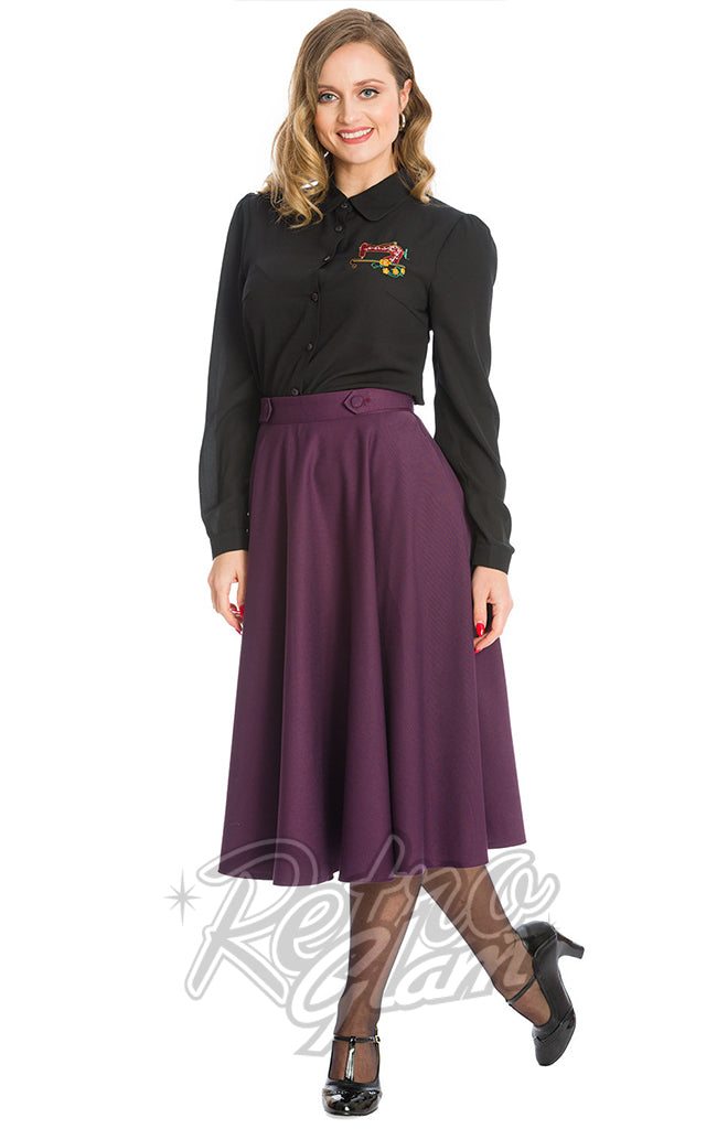 Banned Di Di Swing Skirt in Aubergine - L & 2XL left only